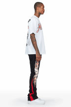 Yash White/Black T-Shirt Stacked Flare Track Set