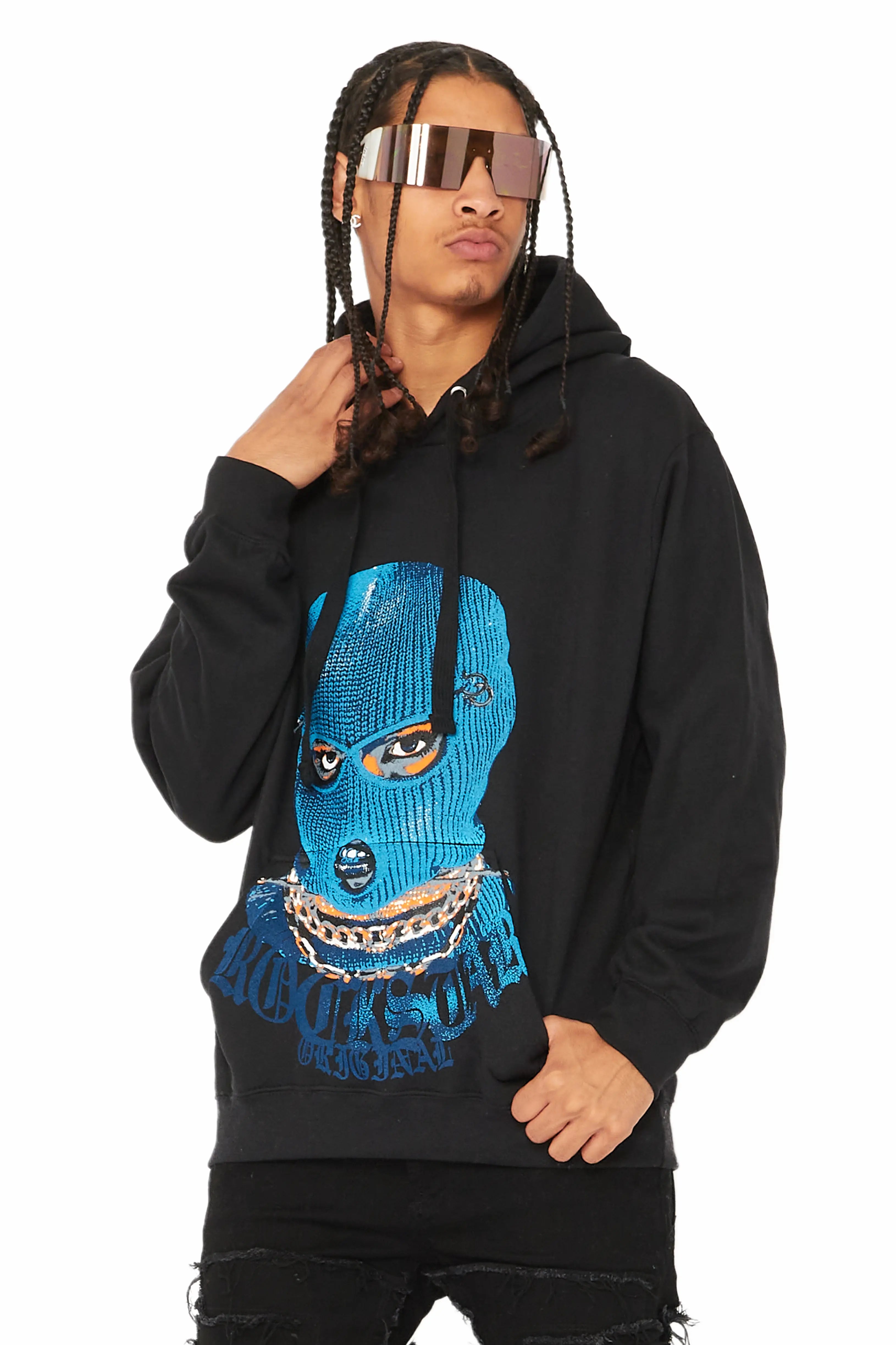 Murdra Black/Blue Graphic Hoodie