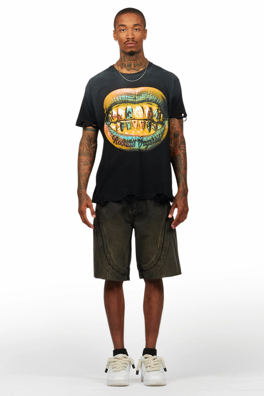 Gonen Black T-Shirt/Denim Short Set