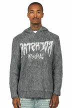 Andros Reflected Grey Graphic Knitted Mohair Hoodie
