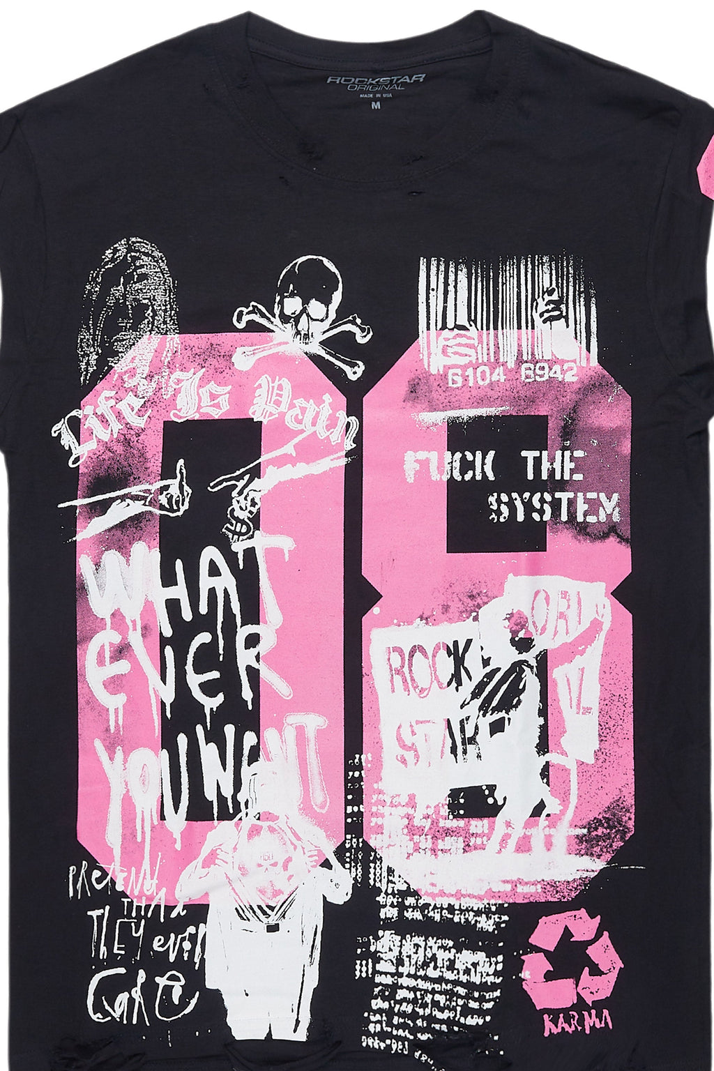 Grill Black/Pink Graphic Muscle T-Shirt