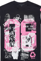 Grill Black/Pink Graphic Muscle T-Shirt
