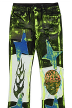 Boys Edge Black/Yellow Roller Paint Stacked Flare Jean