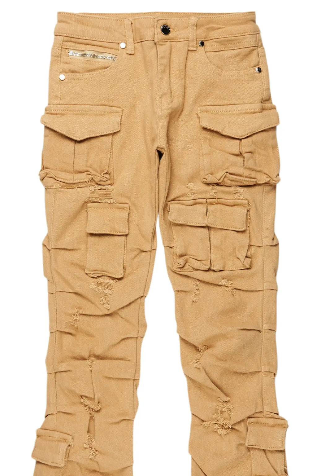 Boys Gentry Beige Stacked Flare Jean