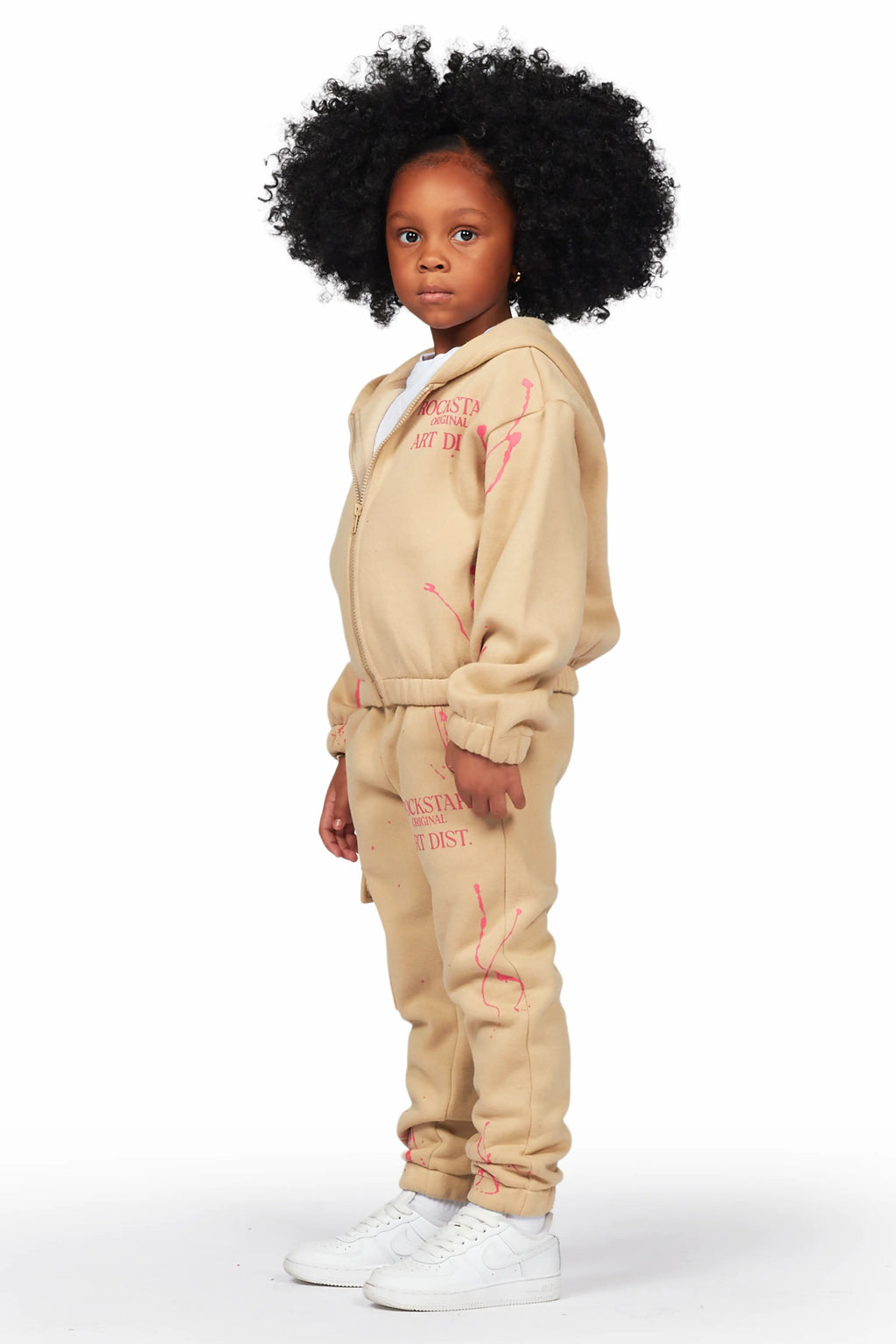 Girls Bass Light Mocha Zip Up Hoodie Pant Set