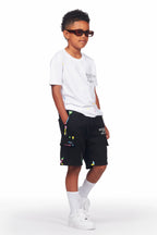 Boys Pelumi White/Black T-Shirt Cargo Short Set