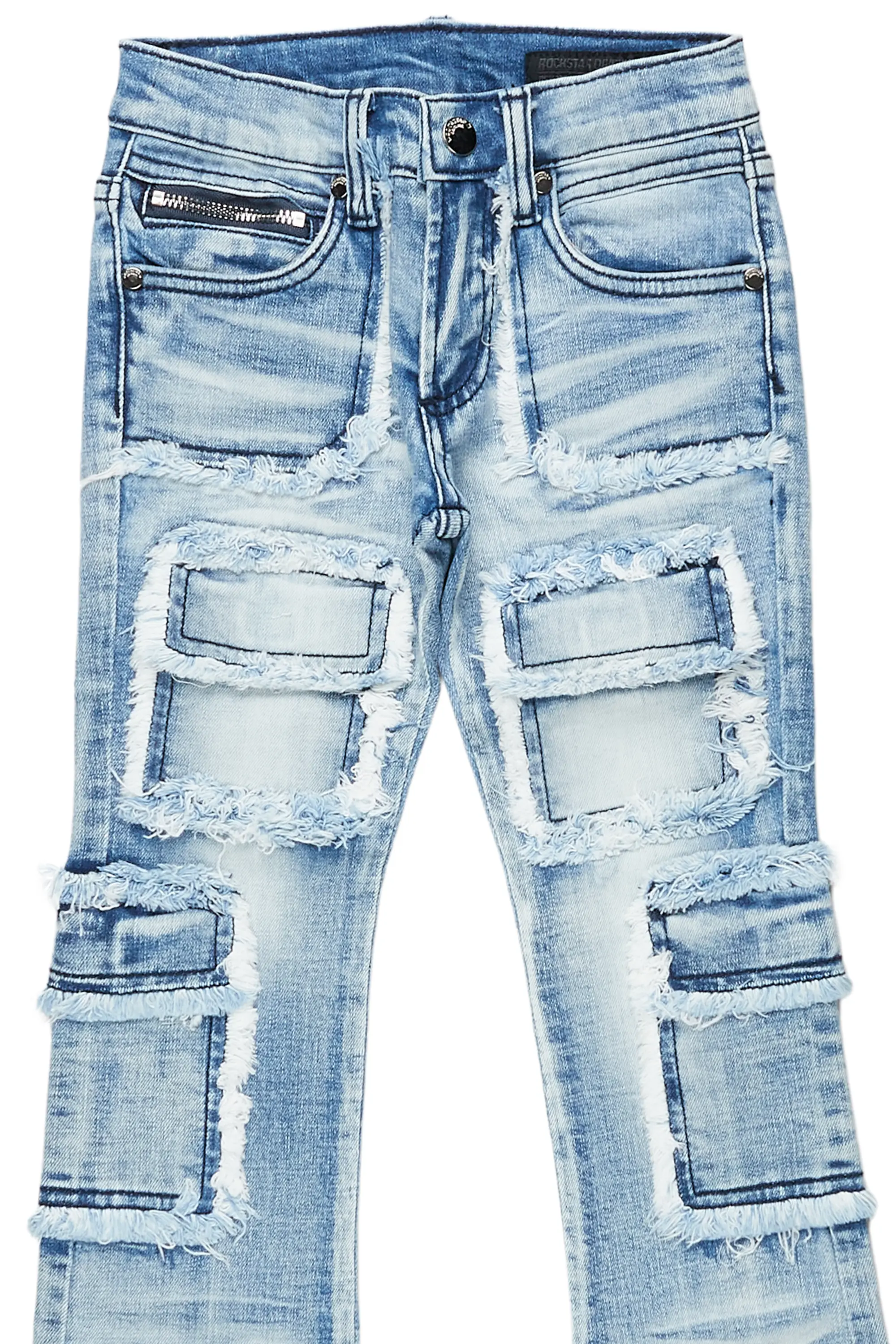 Boys Tyrell Blue Stacked Flare Cargo Jean