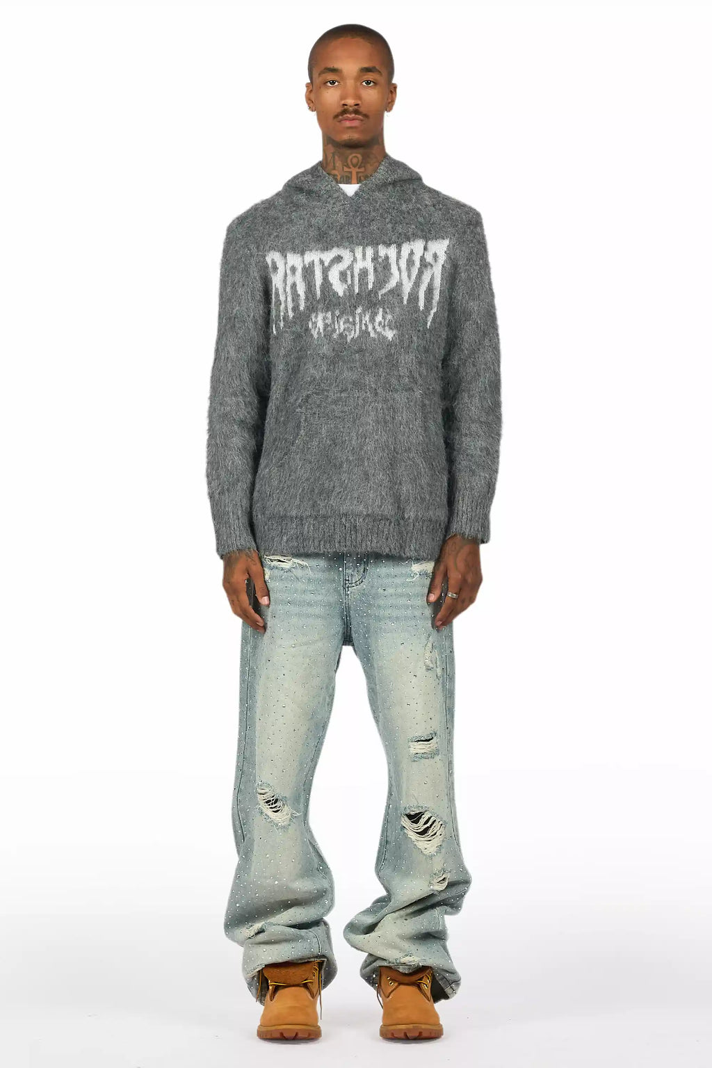 Discolite Rhinestone Light Blue Baggy Jean