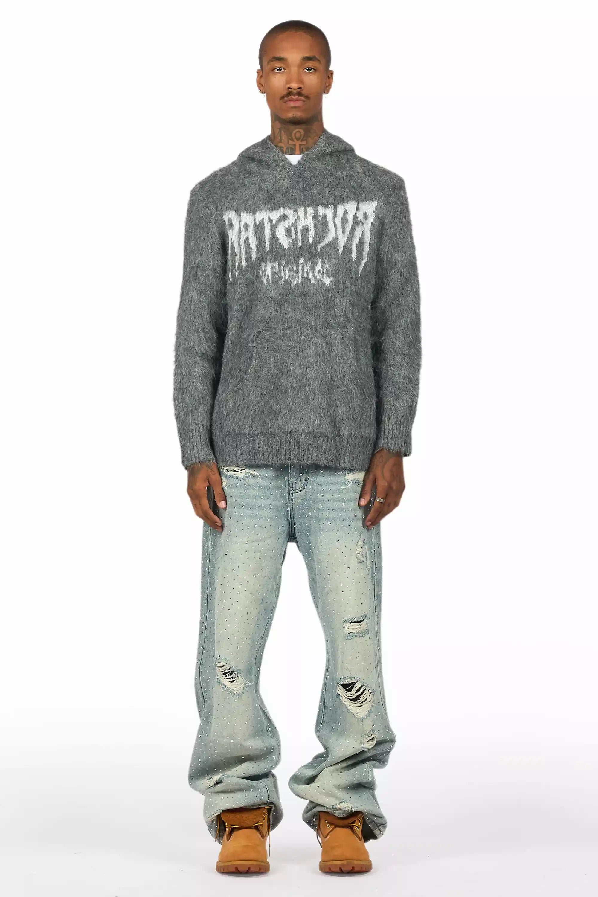 Discolite Rhinestone Light Blue Baggy Jean