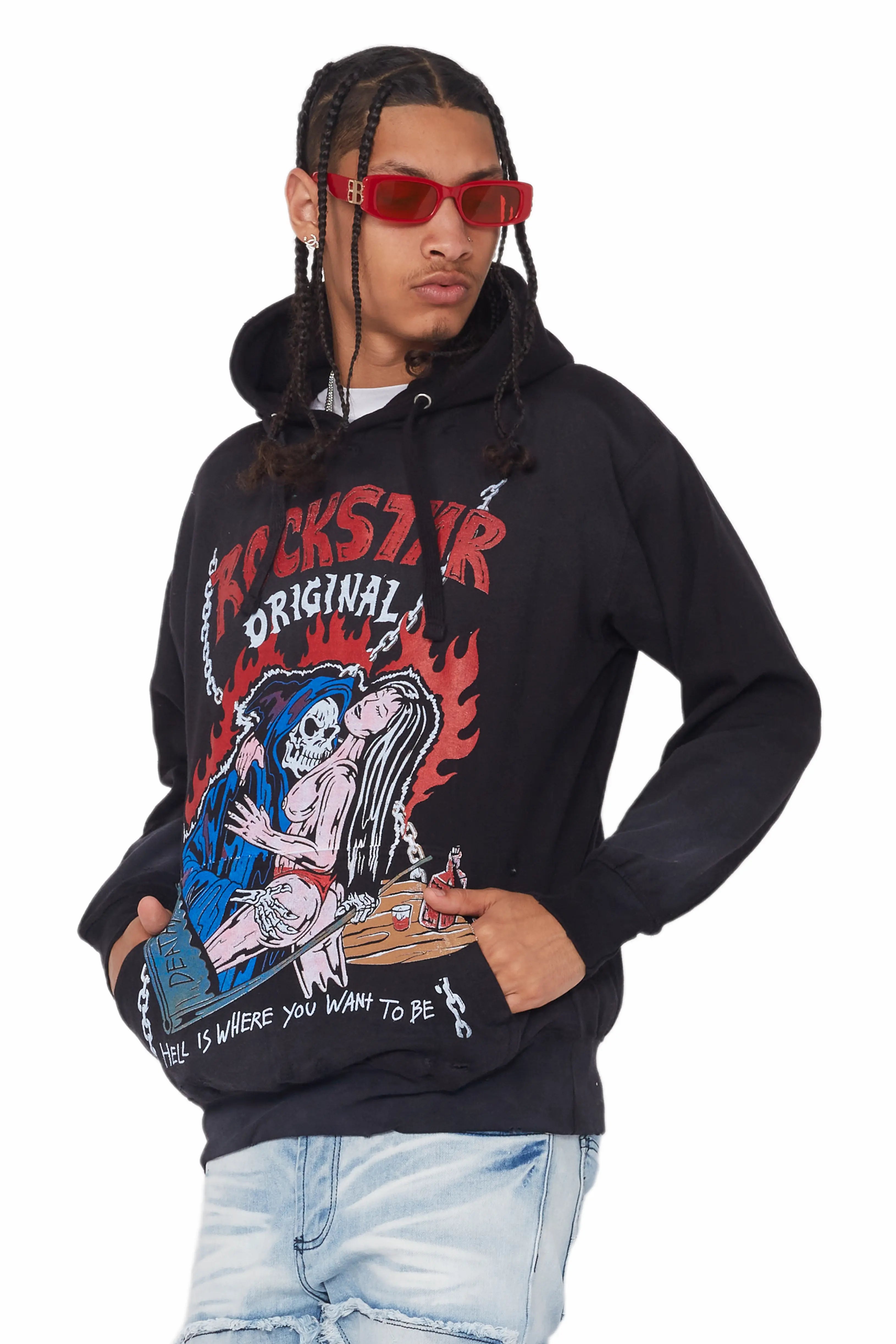 Vale Black Graphic Hoodie
