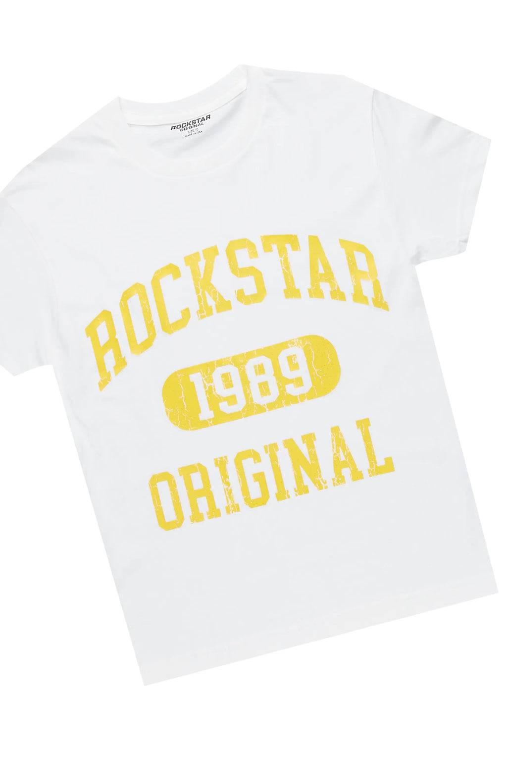 Boys Members White/Tree Camo T-Shirt/Stacked Flare Jean Set