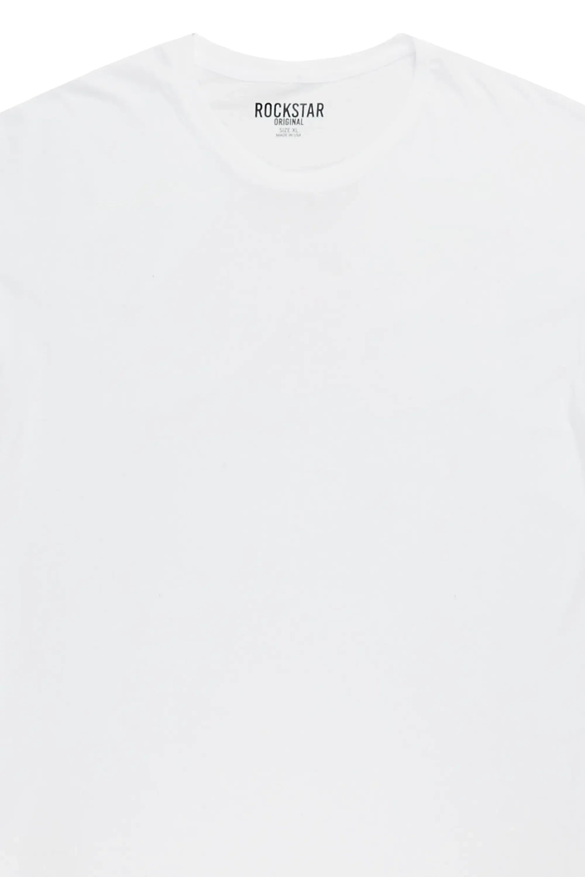 Basic White Rockstar Plain T-Shirt