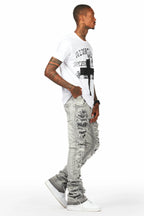 Frago White/Grey T-Shirt Stacked Flare Jean Bundle