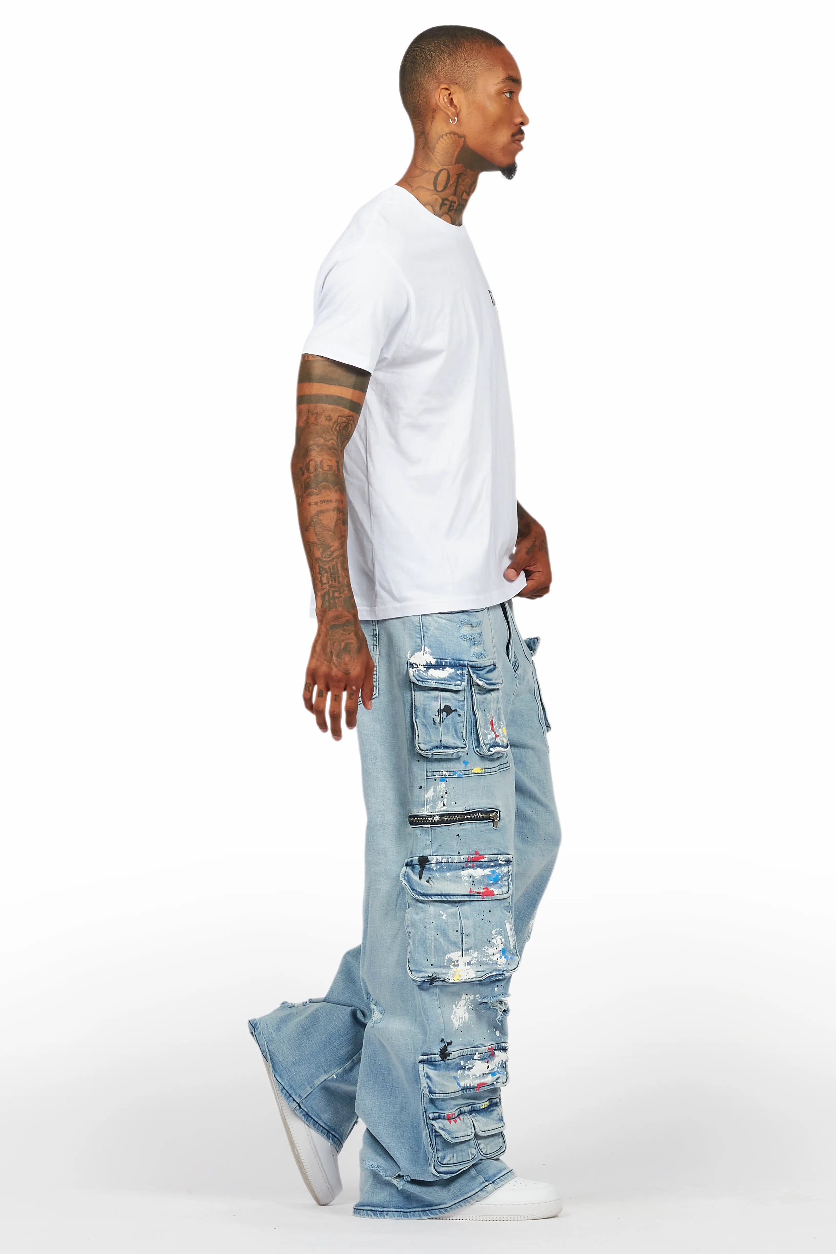 Valo Light Blue Painter Baggy Cargo Jean