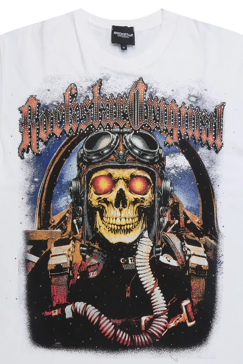 Airhart White Graphic Rhinestone T-Shirt