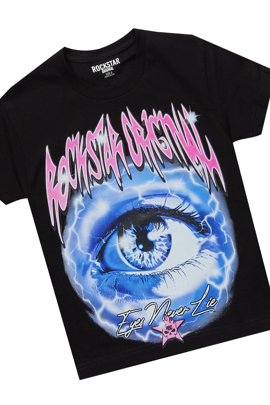 Girls Pello Black T-Shirt/Stacked PU Flare Set