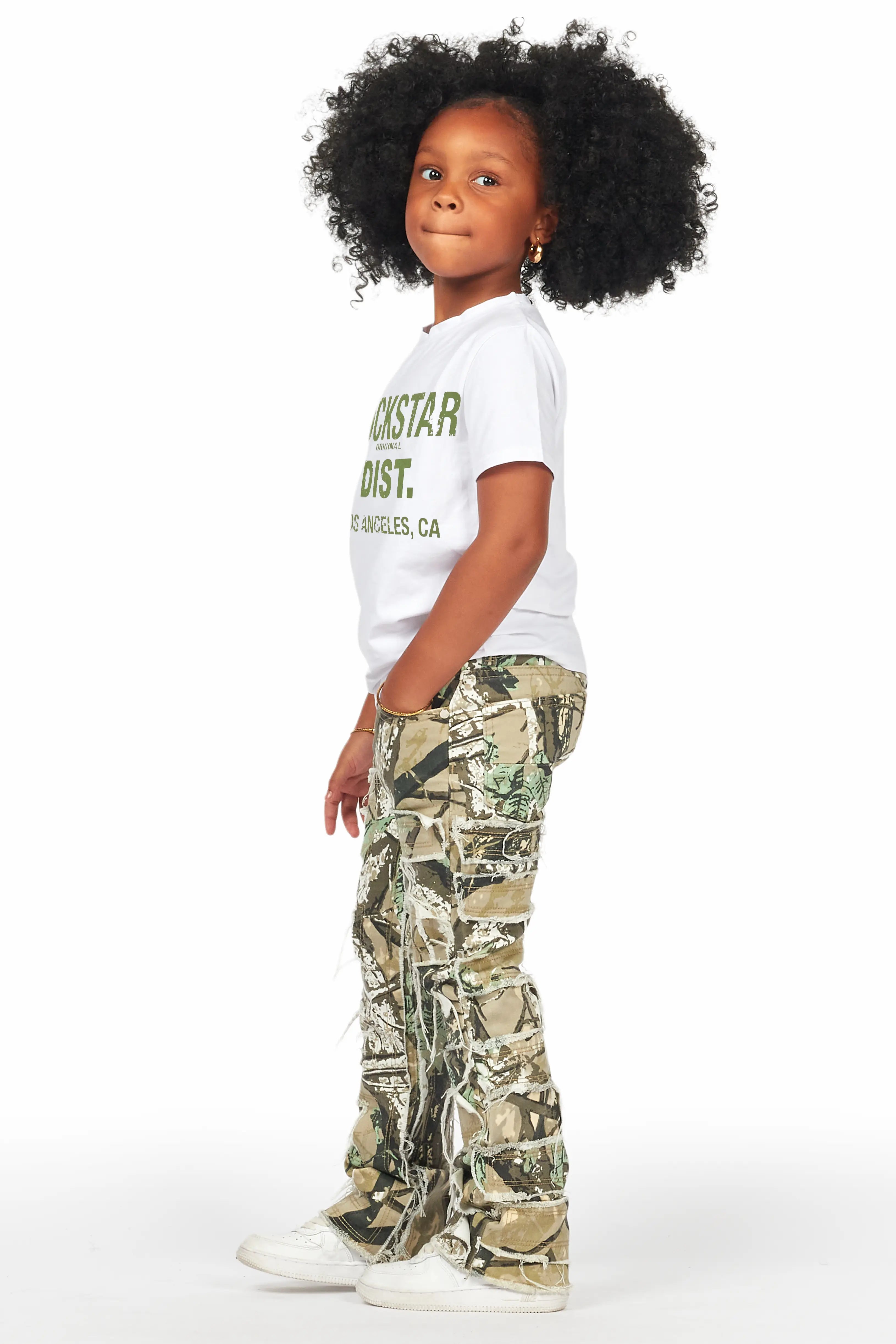 Girls Sammie Tree Camo Stacked Flare Jean