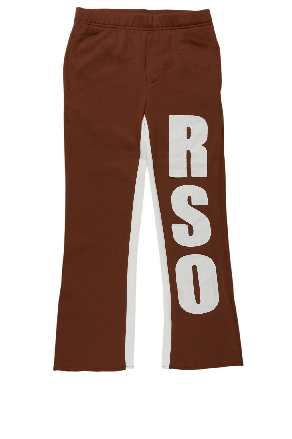 Boys Uko Brown Stacked Baggy Flare Pant