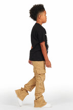 Boys All Seeing Eyes Black/Beige T-Shirt/Stacked Flare Jean Set