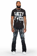 Salako Black Painter Stacked Flare Jean