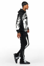 Edel Black/White Hoodie/Stacked Flare Pant Set