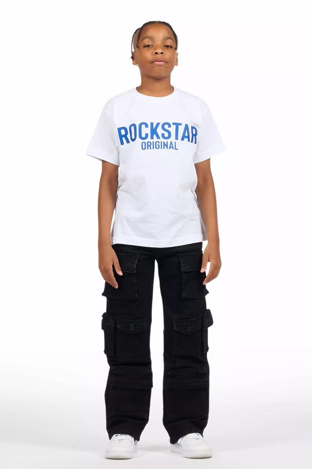 Boys Mahesh Black Baggy Cargo Jean