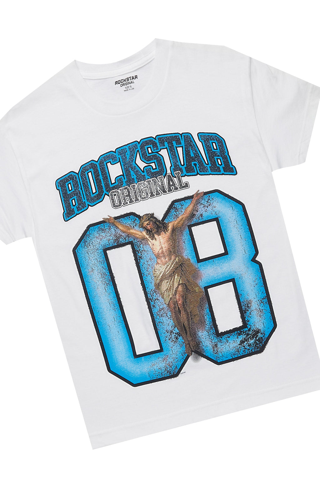 Boys Fields White/Navy T-Shirt/Baggy Stacked Track Set