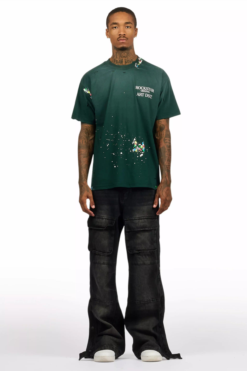 Yuri Dark Grey Stacked Cargo Flare Jean