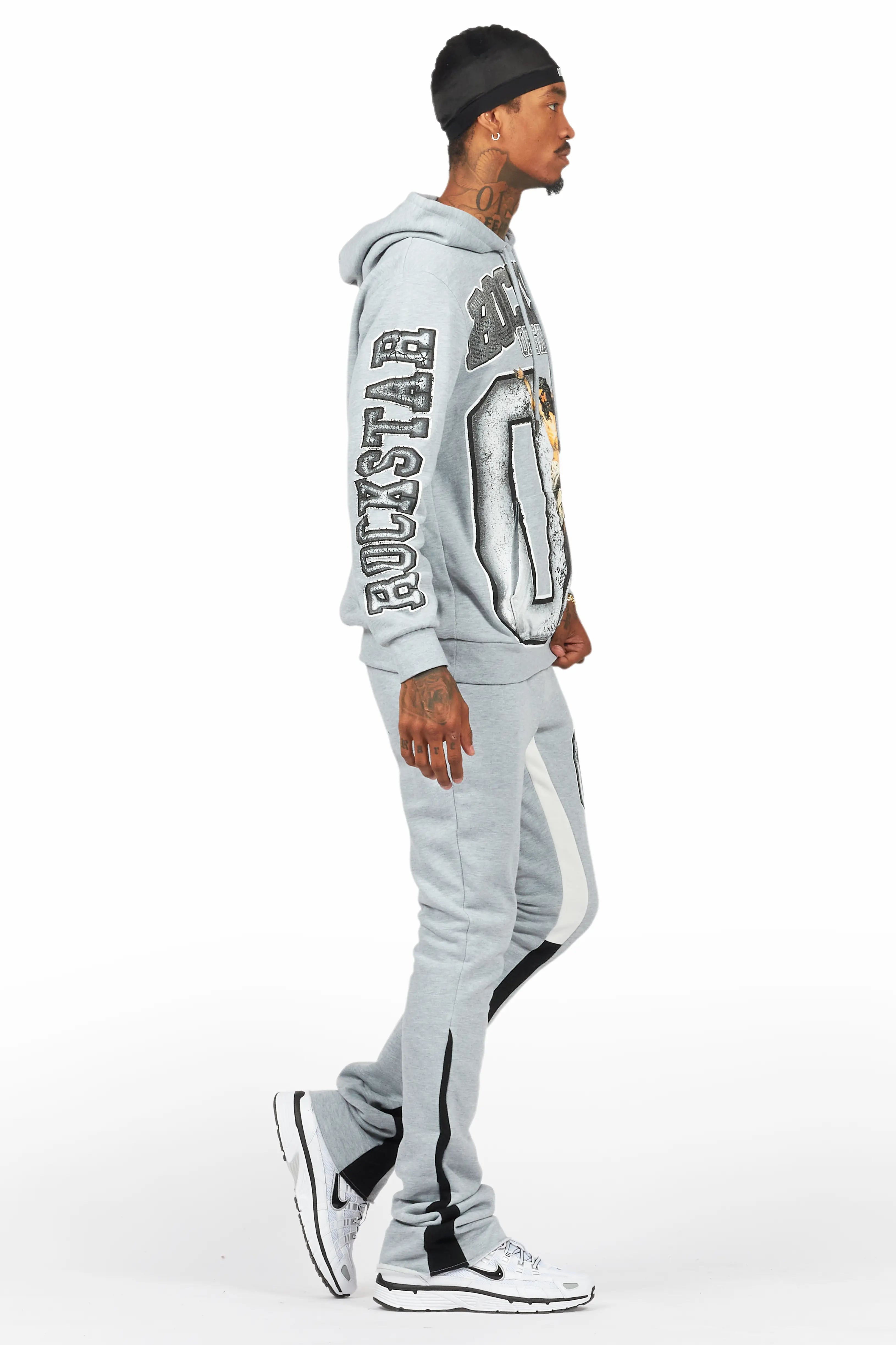 Fields Grey/White Stacked Flare Hoodie Track Set