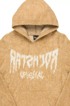 Andros Reflected Beige Graphic Knitted Mohair Hoodie