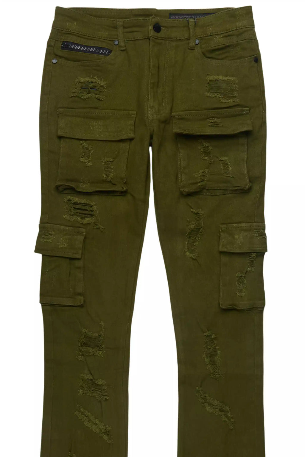 Zaid Olive Stacked Flare Jean