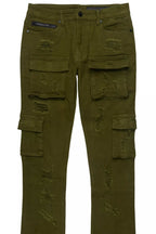 Zaid Olive Stacked Flare Jean