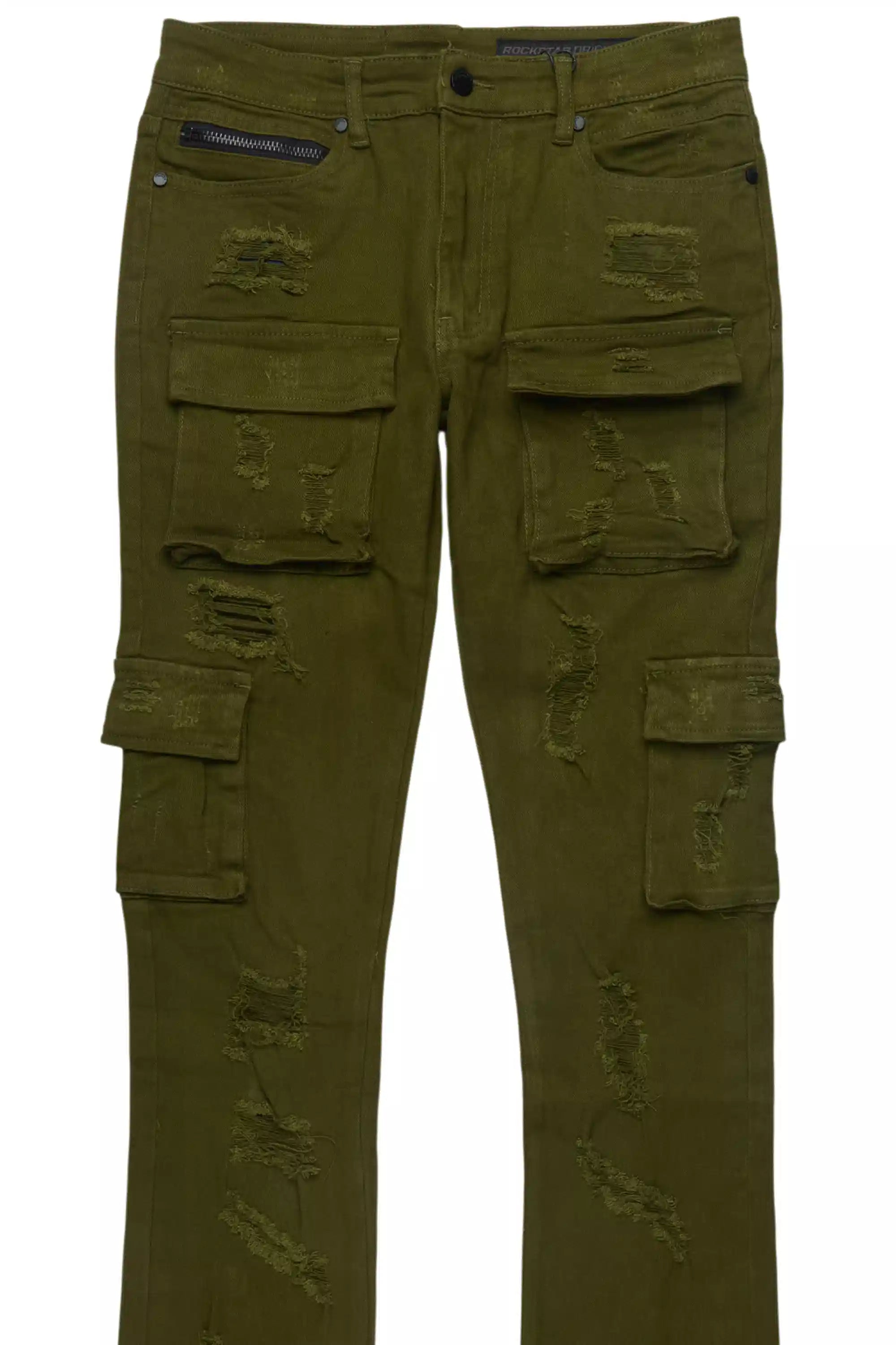 Zaid Olive Stacked Flare Jean