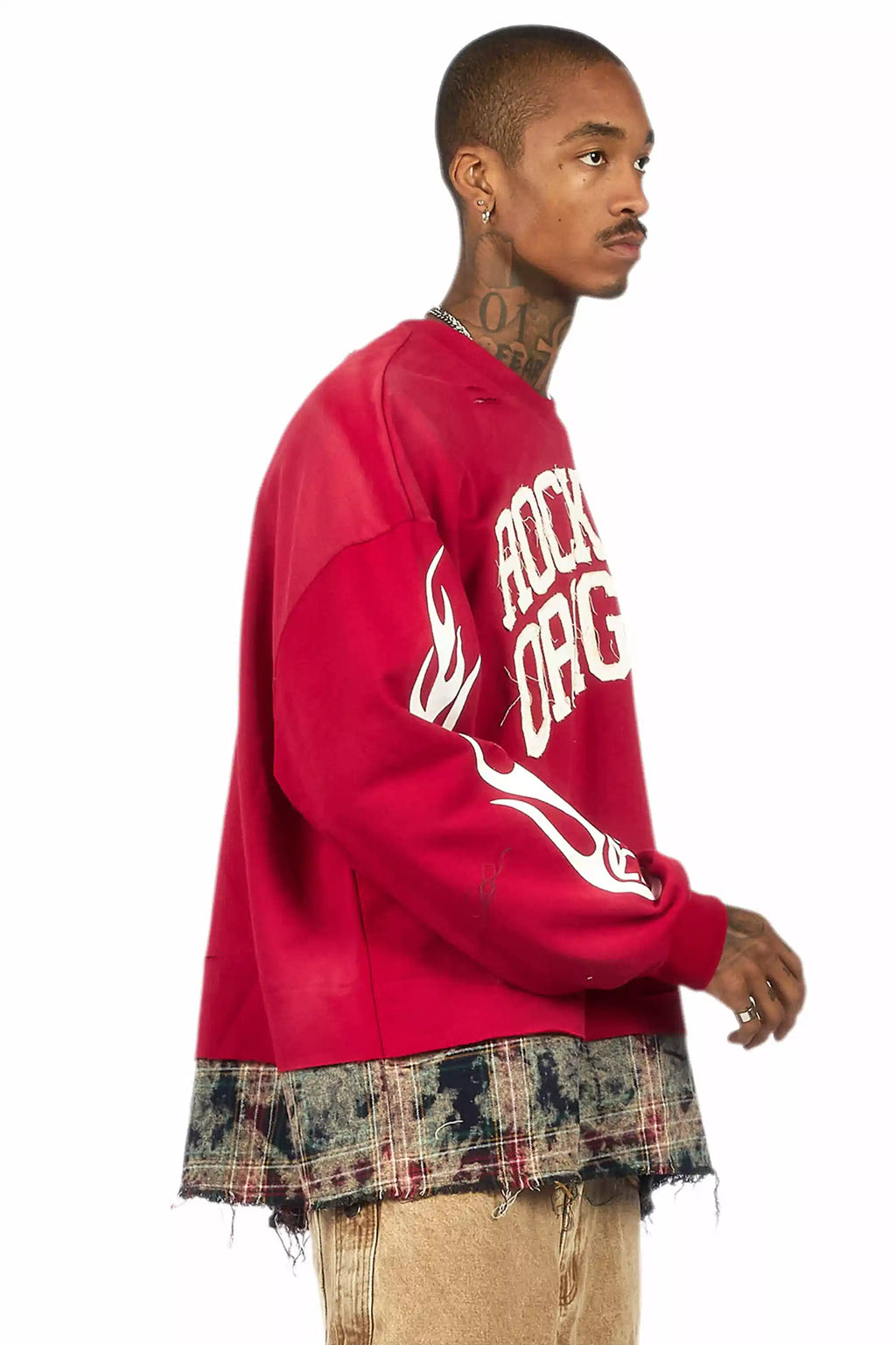 Swerve Red Graphic Flannel Crewneck