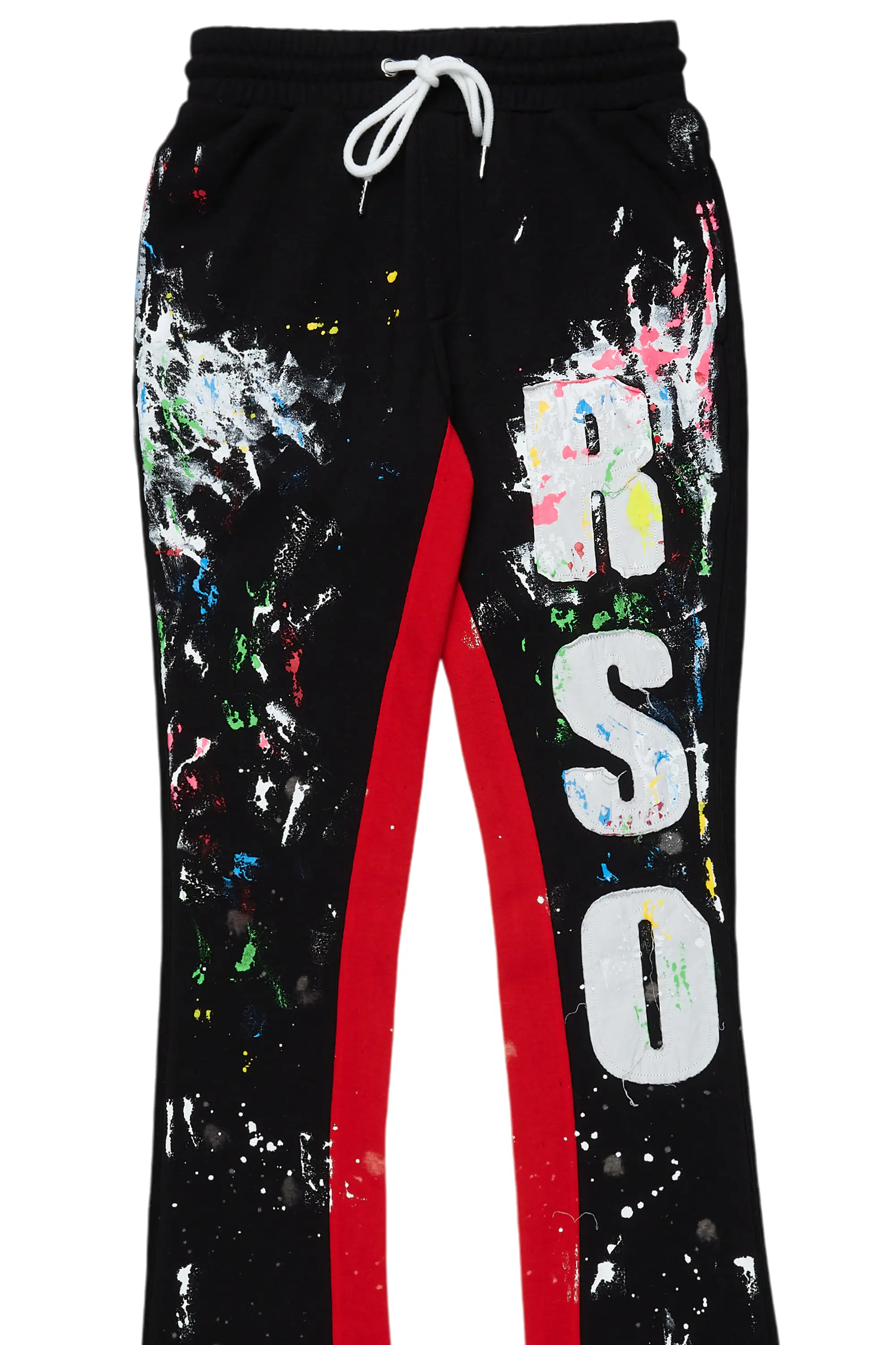 Washi Black Patchwork Stacked Flare Track Pant