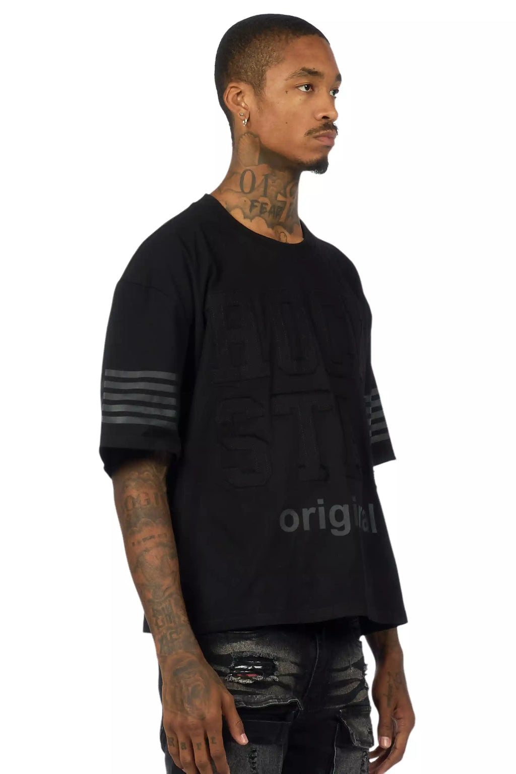 Rulik Black Boxy Crop T-Shirt