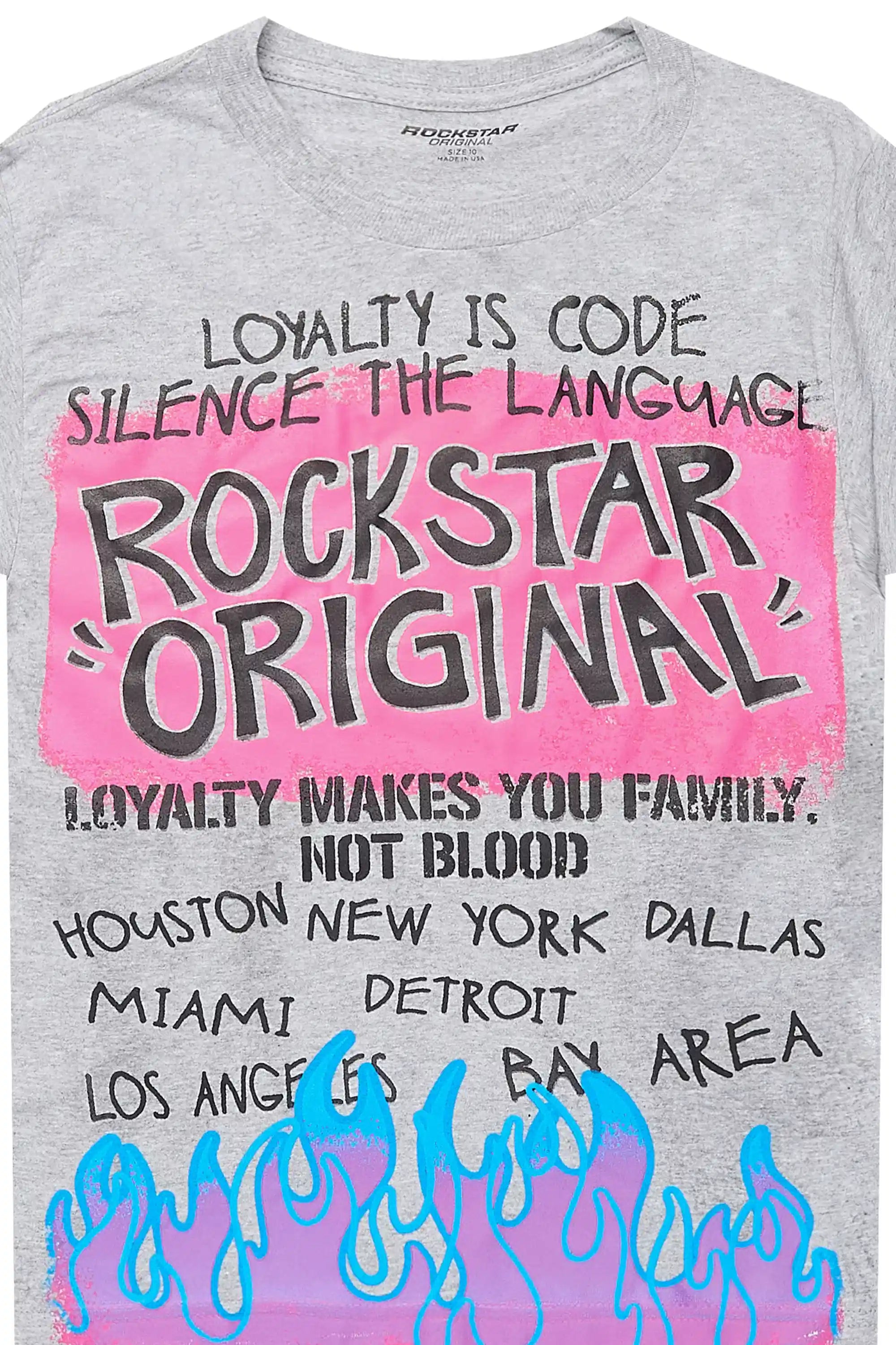 Girls Bridgette Grey/Black Graphic T-Shirt