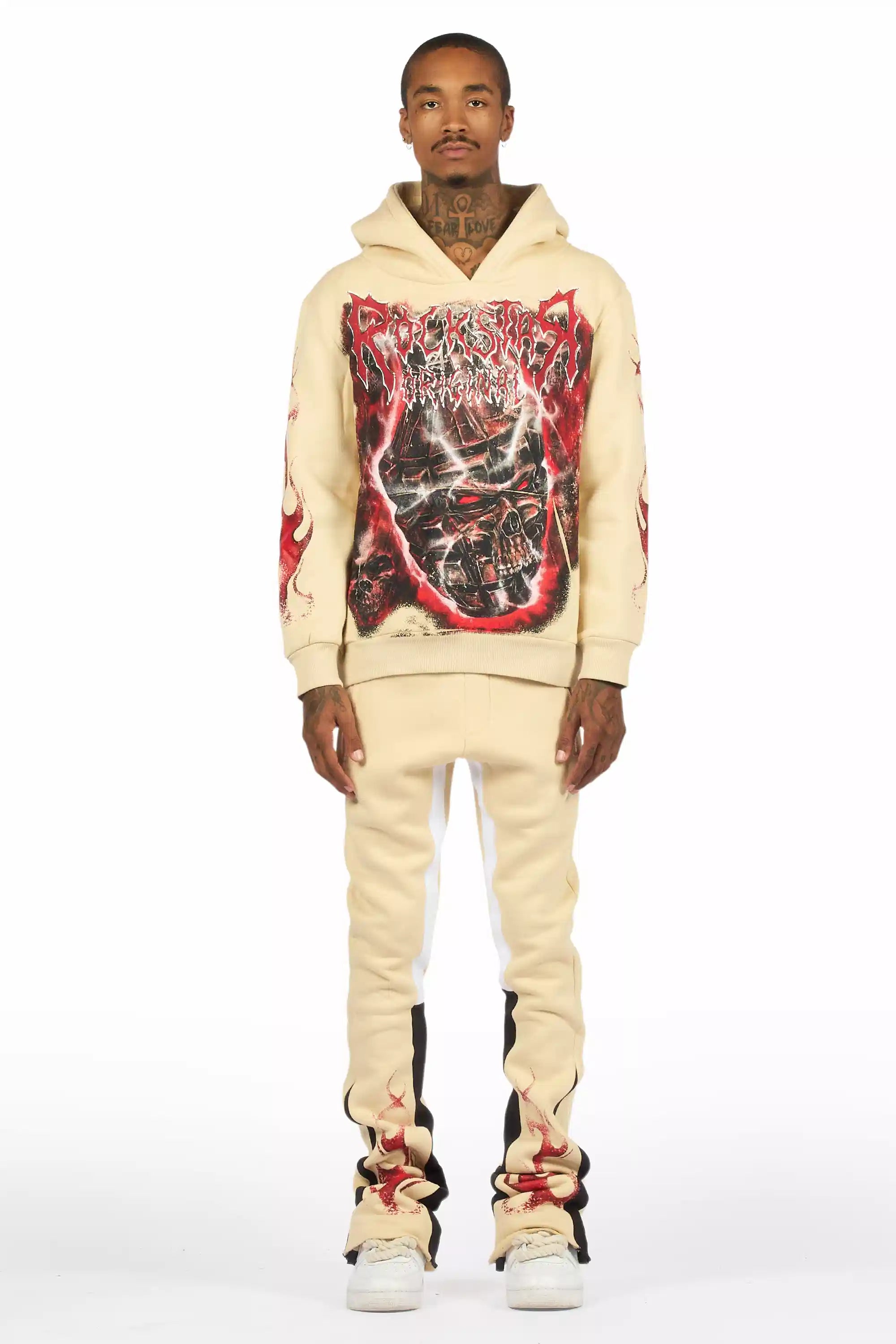 Torrez Beige/Red Hoodie/Stacked Track Set