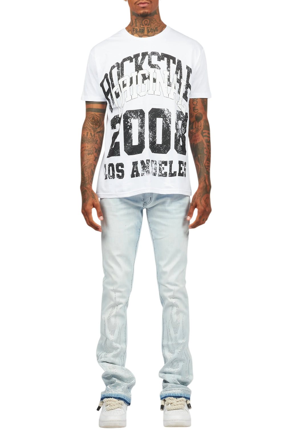 Samba Blue Rhinestone Stacked Flare Jean