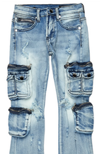 Girls Alisson Light Blue Stacked Flare Jean