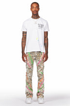 Fahim Beige Painter Stacked Flare Jean