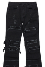 Boys Vasco Jet Black Stacked Flare Jean