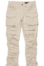 Gentry Light Beige Stacked Flare Jean