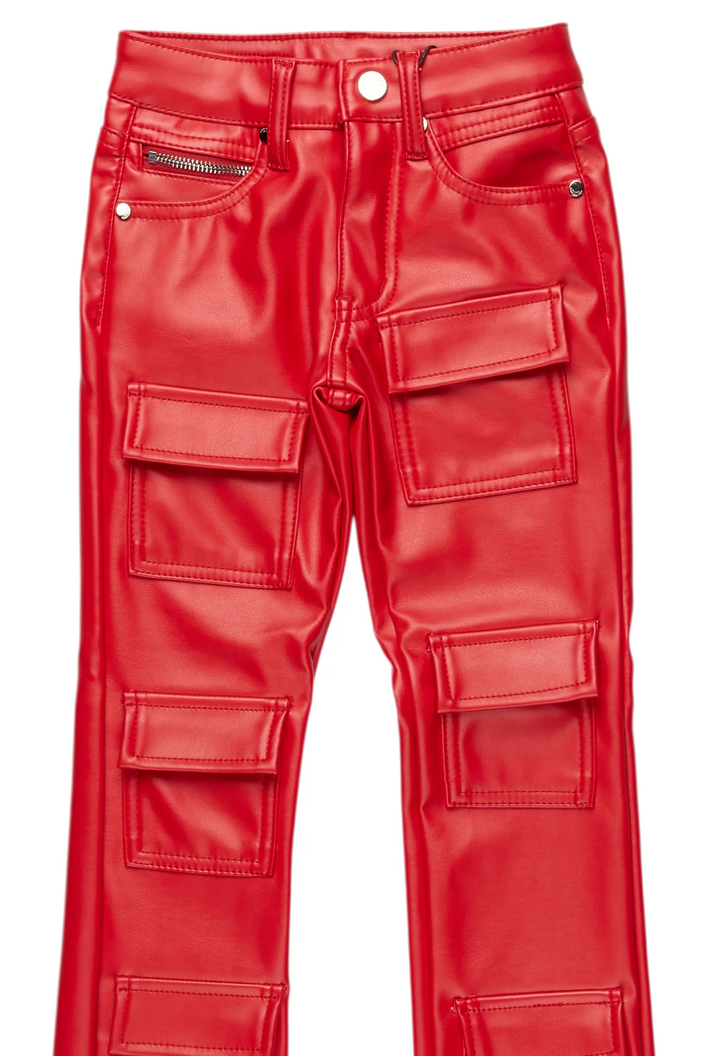 Girls Petrus Red  PU Leather Jean