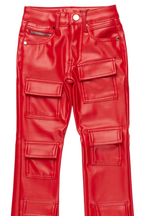 Girls Petrus Red  PU Leather Jean