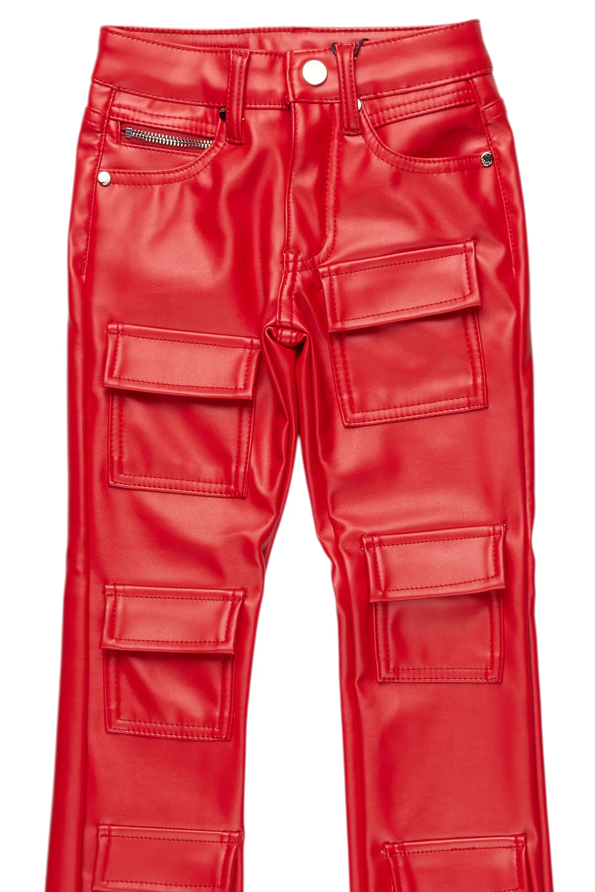 Girls Petrus Red  PU Leather Jean