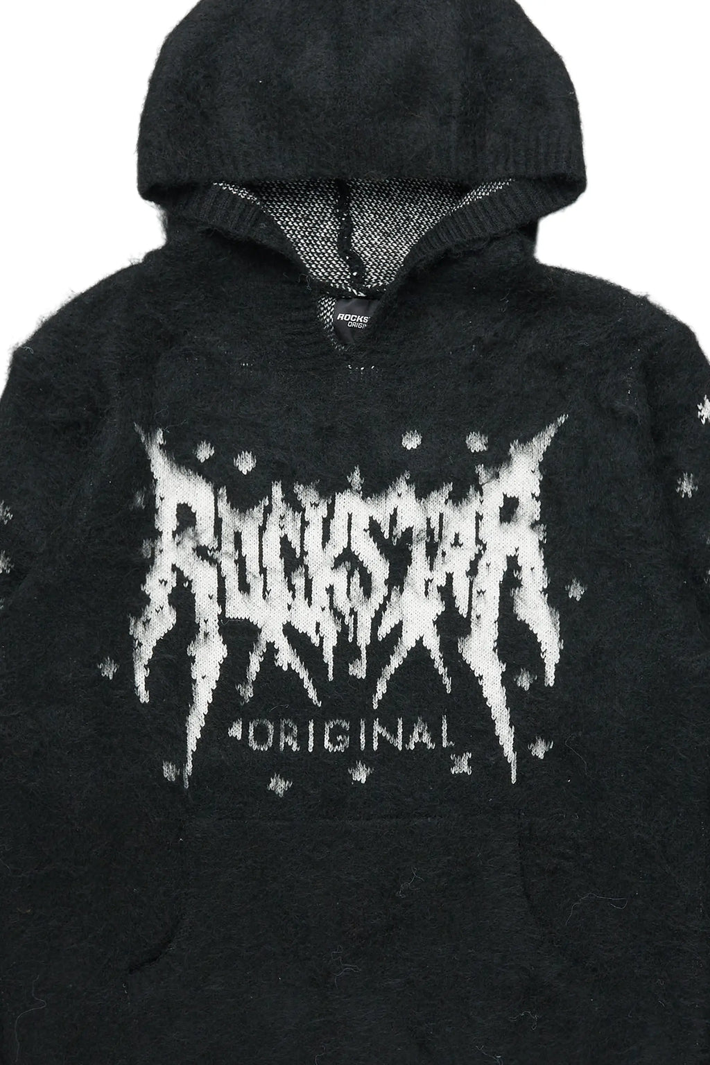 Raymond Black Graphic Knitted Mohair Hoodie
