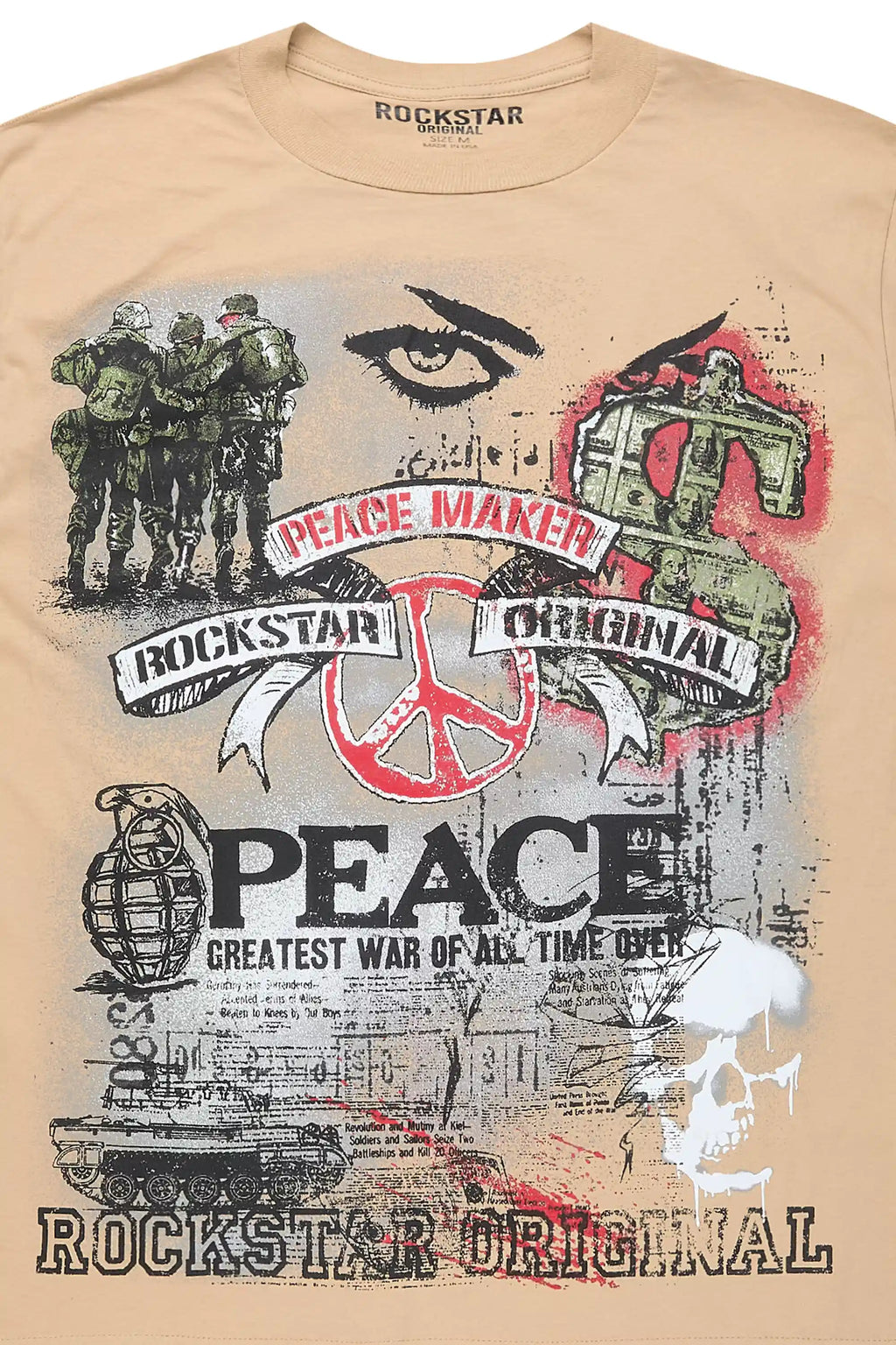 Saeko Beige Oversized Graphic T-Shirt