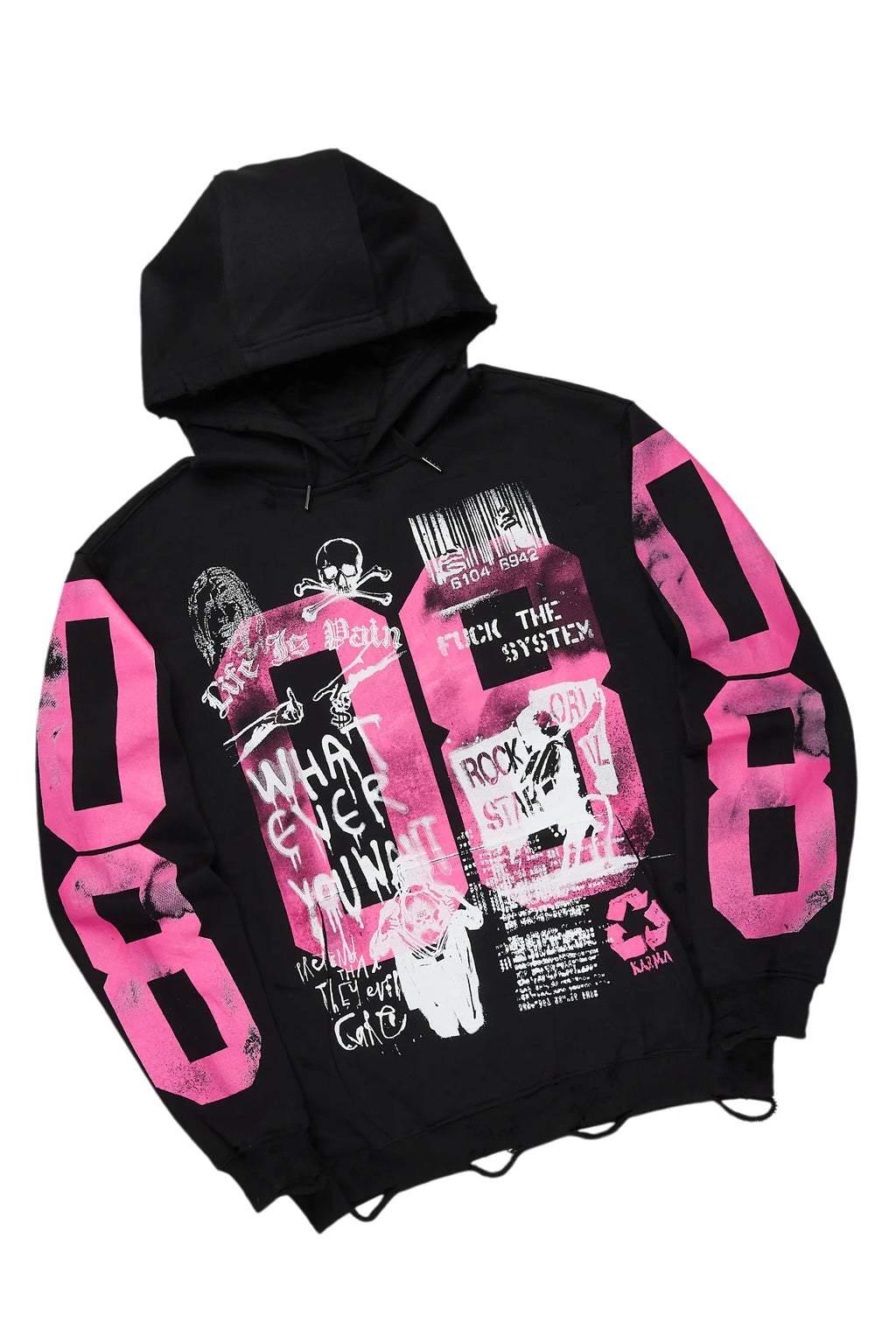 Grill Black/Pink Hoodie/Stacked Flare Jean Bundle