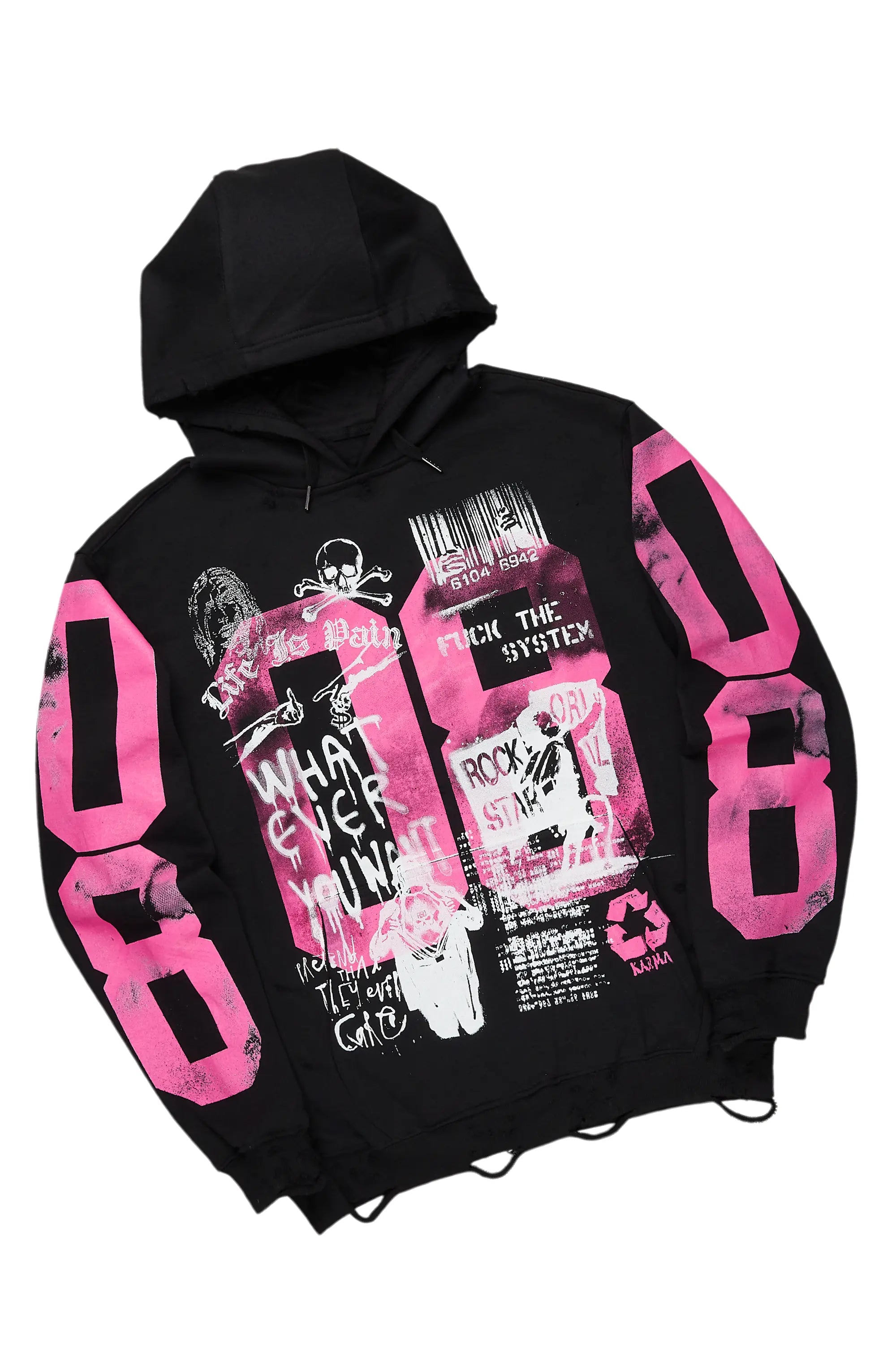 Grill Black/Pink Hoodie/Stacked Flare Jean Bundle